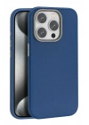 Mey İthalat®  iPhone 14 Pro Max Kılıf Wonder Deri Magsafe Kapak - Lacivert