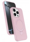 Mey İthalat®   iPhone 14 Pro Max Regal Magsafe Standlı Kapak - Açık Pembe