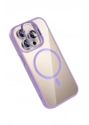 Mey İthalat®   iPhone 14 Pro Max Remim Lensli Magsafe Standlı Kapak - Lila