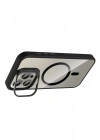 Mey İthalat®   iPhone 14 Pro Max Remim Lensli Magsafe Standlı Kapak - Siyah