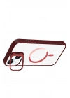 Mey İthalat®   iPhone 14 Remim Lensli Magsafe Standlı Kapak - Bordo
