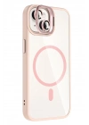 Mey İthalat®   iPhone 14 Remim Lensli Magsafe Standlı Kapak - Pembe