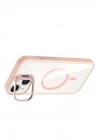 Mey İthalat®   iPhone 14 Remim Lensli Magsafe Standlı Kapak - Pembe