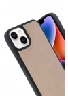 Mey İthalat®   iPhone 15 Kılıf Aras Deri Kapak - Pudra