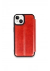 Mey İthalat®  iPhone 15 Kılıf Flip Cover - Kırmızı