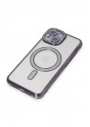 Mey İthalat®  iPhone 15 Kılıf Joke Simli Magneticsafe Kılıf - Derin Mor