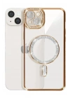 Mey İthalat®   iPhone 15 Kılıf Joke Simli Magneticsafe Kılıf - Gold