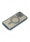 Mey İthalat®  iPhone 15 Kılıf Joke Simli Magneticsafe Kılıf - Lacivert