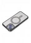 Mey İthalat®  iPhone 15 Kılıf Joke Simli Magneticsafe Kılıf - Siyah