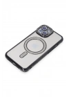 Mey İthalat®  iPhone 15 Kılıf Joke Simli Magneticsafe Kılıf - Siyah
