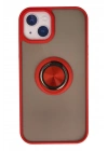 Mey İthalat®  iPhone 15 Kılıf Montreal Yüzüklü Silikon Kapak - Kırmızı