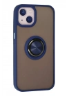 Mey İthalat®  iPhone 15 Kılıf Montreal Yüzüklü Silikon Kapak - Lacivert