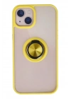 Mey İthalat®  iPhone 15 Kılıf Montreal Yüzüklü Silikon Kapak - Sarı