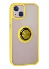 Mey İthalat®  iPhone 15 Kılıf Montreal Yüzüklü Silikon Kapak - Sarı