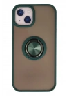 Mey İthalat®  iPhone 15 Kılıf Montreal Yüzüklü Silikon Kapak - Yeşil