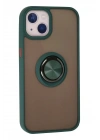Mey İthalat®  iPhone 15 Kılıf Montreal Yüzüklü Silikon Kapak - Yeşil
