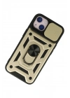 Mey İthalat®  iPhone 15 Kılıf Pars Lens Yüzüklü Silikon - Gold