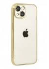 Mey İthalat®   iPhone 15  Lensli Silikon - Gold