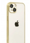 Mey İthalat®   iPhone 15  Lensli Silikon - Gold