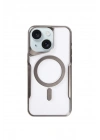 Mey İthalat®  iPhone 15 Plus Kılıf Boyi Magsafe Silikon Kapak - Titan Gri