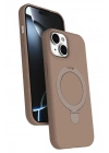 Mey İthalat®   iPhone 15 Plus Regal Magsafe Standlı Kapak - Çöl Titanyum
