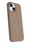 Mey İthalat®   iPhone 15 Plus Regal Magsafe Standlı Kapak - Çöl Titanyum