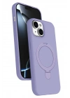 Mey İthalat®   iPhone 15 Plus Regal Magsafe Standlı Kapak - Lila