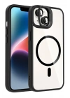 Mey İthalat®   iPhone 15 Plus Remim Lensli Magsafe Standlı Kapak - Siyah