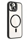 Mey İthalat®   iPhone 15 Plus Remim Lensli Magsafe Standlı Kapak - Siyah