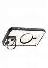 Mey İthalat®   iPhone 15 Plus Remim Lensli Magsafe Standlı Kapak - Siyah