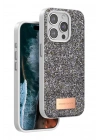 Mey İthalat®   iPhone 15 Pro Bright Simli Kapak - Gümüş