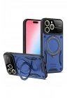 Mey İthalat®  iPhone 15 Pro Joy Lens Standlı Kapak - Lacivert