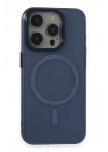 Mey İthalat®  iPhone 15 Pro Kılıf Anka PC Magneticsafe Sert Metal Kapak - Lacivert