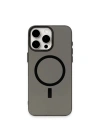 Mey İthalat®  iPhone 15 Pro Kılıf Anka PC Magneticsafe Sert Metal Kapak - Siyah