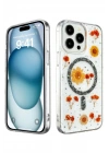 Mey İthalat®  iPhone 15 Pro Kılıf Daisy Simli Magsafe Kapak - Siyah