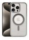 Mey İthalat®  iPhone 15 Pro Kılıf Erozi Magsafe Kapak - Gümüş