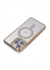 Mey İthalat®  iPhone 15 Pro Kılıf Joke Simli Magneticsafe Kılıf - Gold