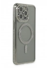 Mey İthalat®  iPhone 15 Pro Kılıf Joke Simli Magneticsafe Kılıf - Gri
