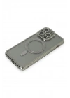 Mey İthalat®  iPhone 15 Pro Kılıf Joke Simli Magneticsafe Kılıf - Gri