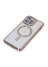 Mey İthalat®  iPhone 15 Pro Kılıf Joke Simli Magneticsafe Kılıf - Pembe