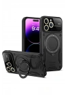 Mey İthalat®  iPhone 15 Pro Kılıf Joy Lens Standlı Kapak - Siyah