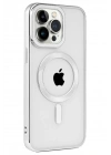 Mey İthalat®  iPhone 15 Pro Kılıf Kronos Magsafe Kapak - Gümüş