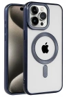 Mey İthalat®  iPhone 15 Pro Kılıf Kronos Magsafe Kapak - Lacivert