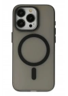 Mey İthalat®  iPhone 15 Pro Kılıf Lodos Magneticsafe Mat Kapak - Siyah