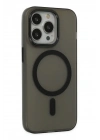 Mey İthalat®  iPhone 15 Pro Kılıf Lodos Magneticsafe Mat Kapak - Siyah