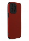 Mey İthalat®  iPhone 15 Pro Kılıf Loop Deri Silikon - Kırmızı