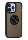 Mey İthalat®  iPhone 15 Pro Kılıf Montreal Yüzüklü Silikon Kapak - Siyah