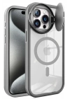 Mey İthalat®  iPhone 15 Pro Kılıf Teleskop Lens Magsafe Silikon Kapak - Titan Gri