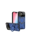 Mey İthalat®  iPhone 15 Pro Max Joy Lens Standlı Kapak - Lacivert