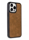 Mey İthalat®  iPhone 15 Pro Max Kılıf Aras Deri Kapak - Taba